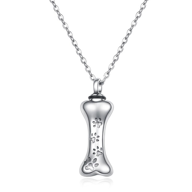 High Quality Pet Loss Dog Bone Cremation Urn Pendant Necklace Pet Cremation Ashed Urn Necklace In Stainless Steel