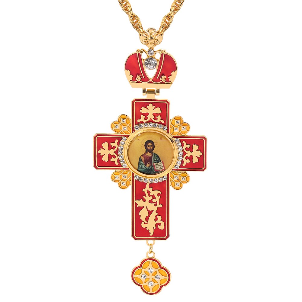 Priest Pectoral Cross Necklace Plating Orthodox Greek Cross Pectoral Cross Pendant Long Necklace Jewelry