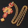 Priest Pectoral Cross Necklace Plating Orthodox Greek Cross Pectoral Cross Pendant Long Necklace Jewelry