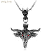 Punk Style Bull Skull Head Red Eye Necklaces Alloy Pendant Casting For Men Skull Necklace Cow Biker's Jewelry 2022