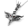 Punk Style Bull Skull Head Red Eye Necklaces Alloy Pendant Casting For Men Skull Necklace Cow Biker's Jewelry 2022