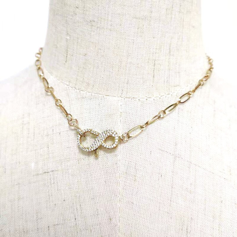 Punk Style Stainless Steel Necklace Non-fading Chain Number 8 Pendant Collar Women Short Choker Jewelry