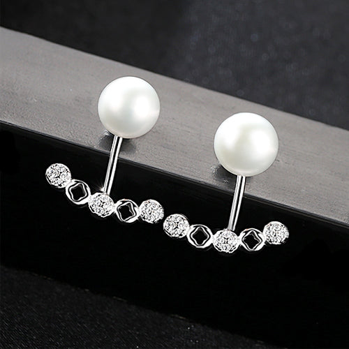 High-Quality Real Pearl Stud Earrings Jewelry Double Wear 925 Sterling Silver Fine Jewelry Earrings Stud