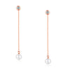 High Quality Rose Gold Color Silver Hollow Out Pearl Zircon Tassel Earrings with Stone Inside Stud Earrings for Elegant Women