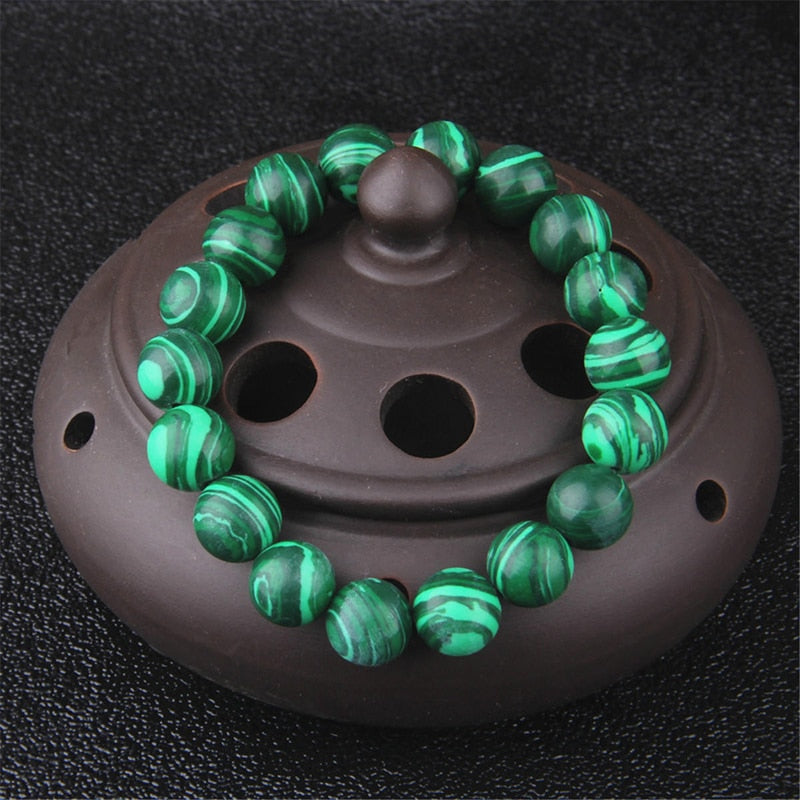 High Quality Round Green Elastic Bracelet  Malachite Beaded Bracelets Bangle Handmade Natural Crystal Jewelry