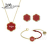 SWA 1:1 Jewelry Set Charm Simple Red Flower Clover Pendant Necklace Year Gift Gift For Girlfriend