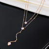Shiny Crystal Zircon Necklace Rose Gold Double Layer Choker Necklace For Women Jewelry Party Gift