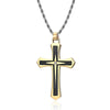 Stainless Steel Jewelry Diamond Necklace Gold/Black/Blue Vacumm Plated Men's Cross Pendant