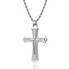 Stainless Steel Jewelry Diamond Necklace Gold/Black/Blue Vacumm Plated Men's Cross Pendant