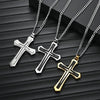 Stainless Steel Jewelry Diamond Necklace Gold/Black/Blue Vacumm Plated Men's Cross Pendant