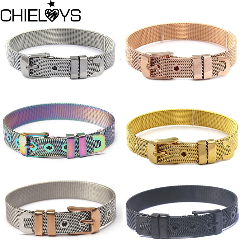 Stainless Steel Mesh Bracelets For Women With DIY Beads Charm Watch Belt Bracelets Bangles As Girls Jewelry Making