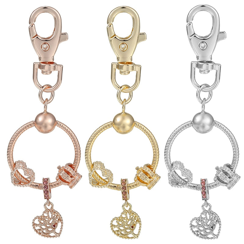 Tree Of Life&Crown Charms Keychains For Women Bag Pendant Jewelry Car Key Ring Key Chains