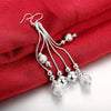 noble Jewelry 925 Sterling Silver tassel bead drop Earrings for Woman party wedding Holiday Gifts