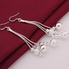 noble Jewelry 925 Sterling Silver tassel bead drop Earrings for Woman party wedding Holiday Gifts