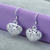party wedding Jewelry 925 Sterling Silver Romantic Hollow Heart Earrings for Woman Holiday gifts