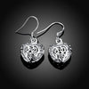 party wedding Jewelry 925 Sterling Silver Romantic Hollow Heart Earrings for Woman Holiday gifts