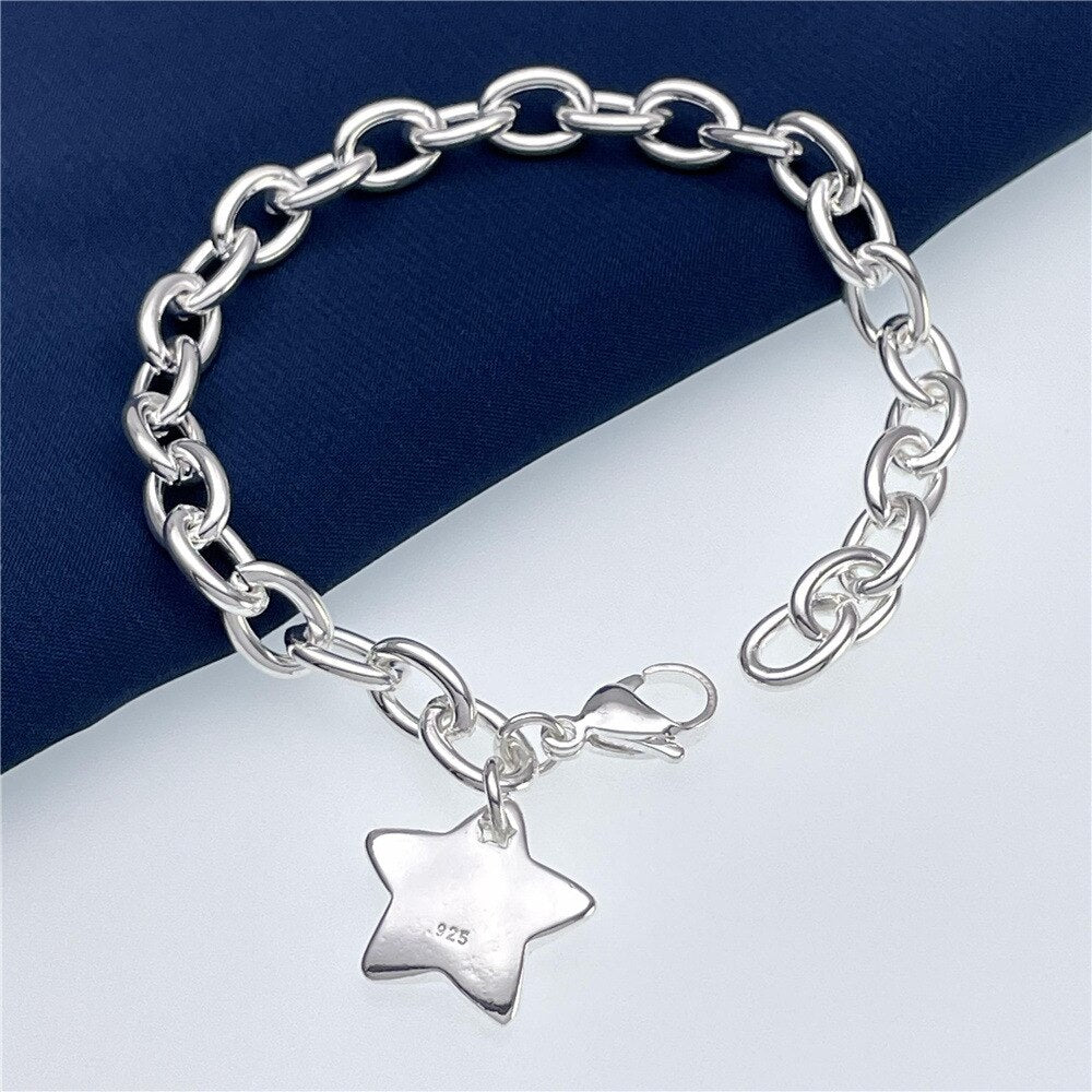 925 Stamp Silver Pretty star Pendant Bracelets for Women designer Jewelry party wedding Christmas gifts