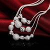 925 Stamped Silver Frosted round beads Snake chain Necklace for woman classic party Jewelry Christmas gift