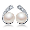 High quality 925 Sterling Silver Jewelry For WomenAAAA Natural Real Pearl Earrings Stud Earings Wholesale 8-9mm gift