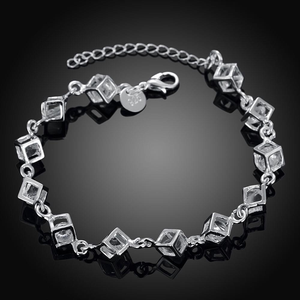925 Sterling silver Shining crystal lattice Bracelet for woman Popular fine  jewelry Wedding party gifts