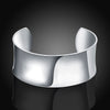 925 sterling Silver Smooth wide bangles cuff Bracelet for Women wedding accessories Party Gift Jewelry