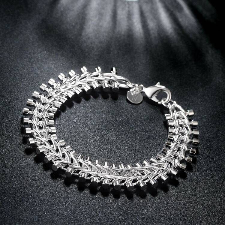 925 sterling Silver fine Fish bone Bracelets for Women men's charms Wedding Party Jewelry  Gifts
