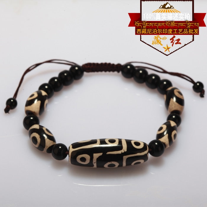 High quality Tibet Dzi Beads Bracelet Natural Stone 9 eyes and 3 Eyes Beads New Design Fengshui Beads Bracelet