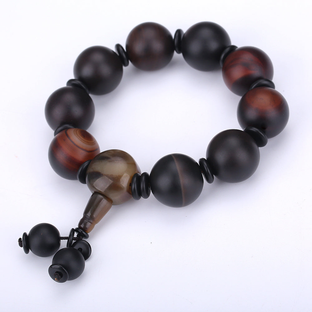 High quality Tibet Dzi Beads Bracelet Natural Stone Jewelry 3A Black Agate Retro Bracelet Chinese Style Chalcedony Fashion Party