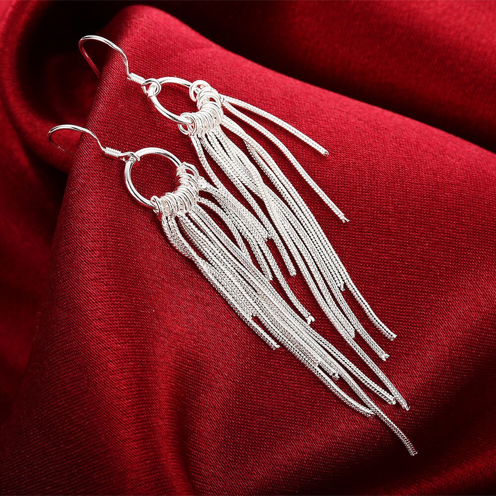 brands 925 Stamped Silver fine tassel long Earring for Women wedding party Jewelry Holiday gifts