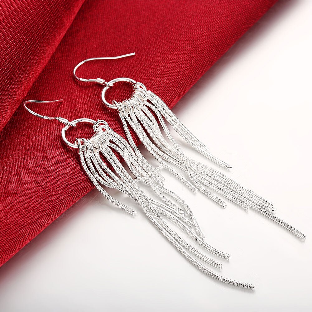 brands 925 Stamped Silver fine tassel long Earring for Women wedding party Jewelry Holiday gifts