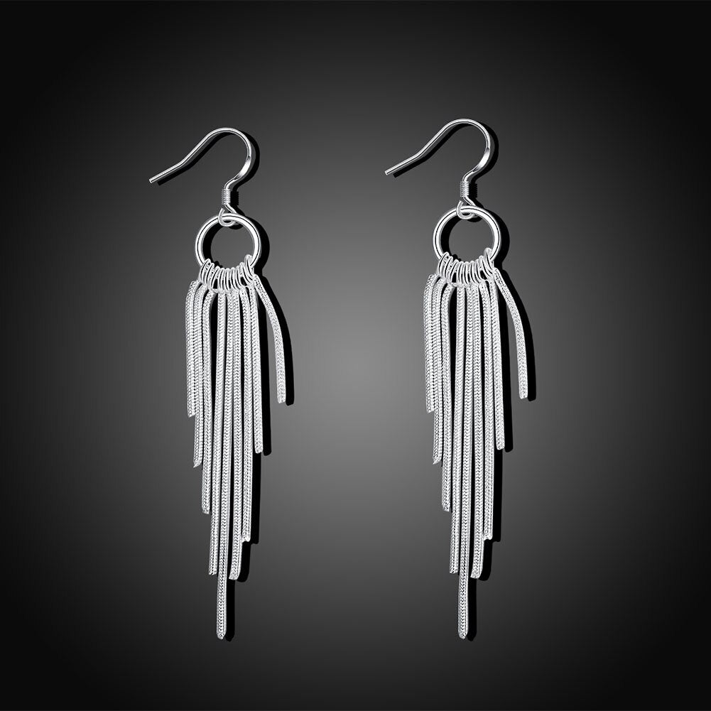 brands 925 Stamped Silver fine tassel long Earring for Women wedding party Jewelry Holiday gifts