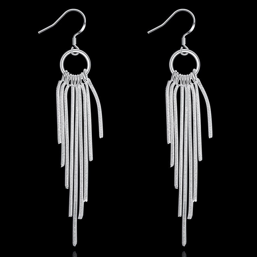 brands 925 Stamped Silver fine tassel long Earring for Women wedding party Jewelry Holiday gifts