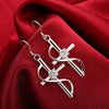 charm 925 Sterling Silver noble crystal cross Drop Earrings for Woman wedding party Jewelry Christmas Gifts