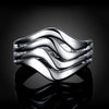 charms 925 Sterling silver Water ripple Rings For Women Wedding Party Christmas gifts kpop Jewelry