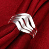 charms 925 Sterling silver Water ripple Rings For Women Wedding Party Christmas gifts kpop Jewelry