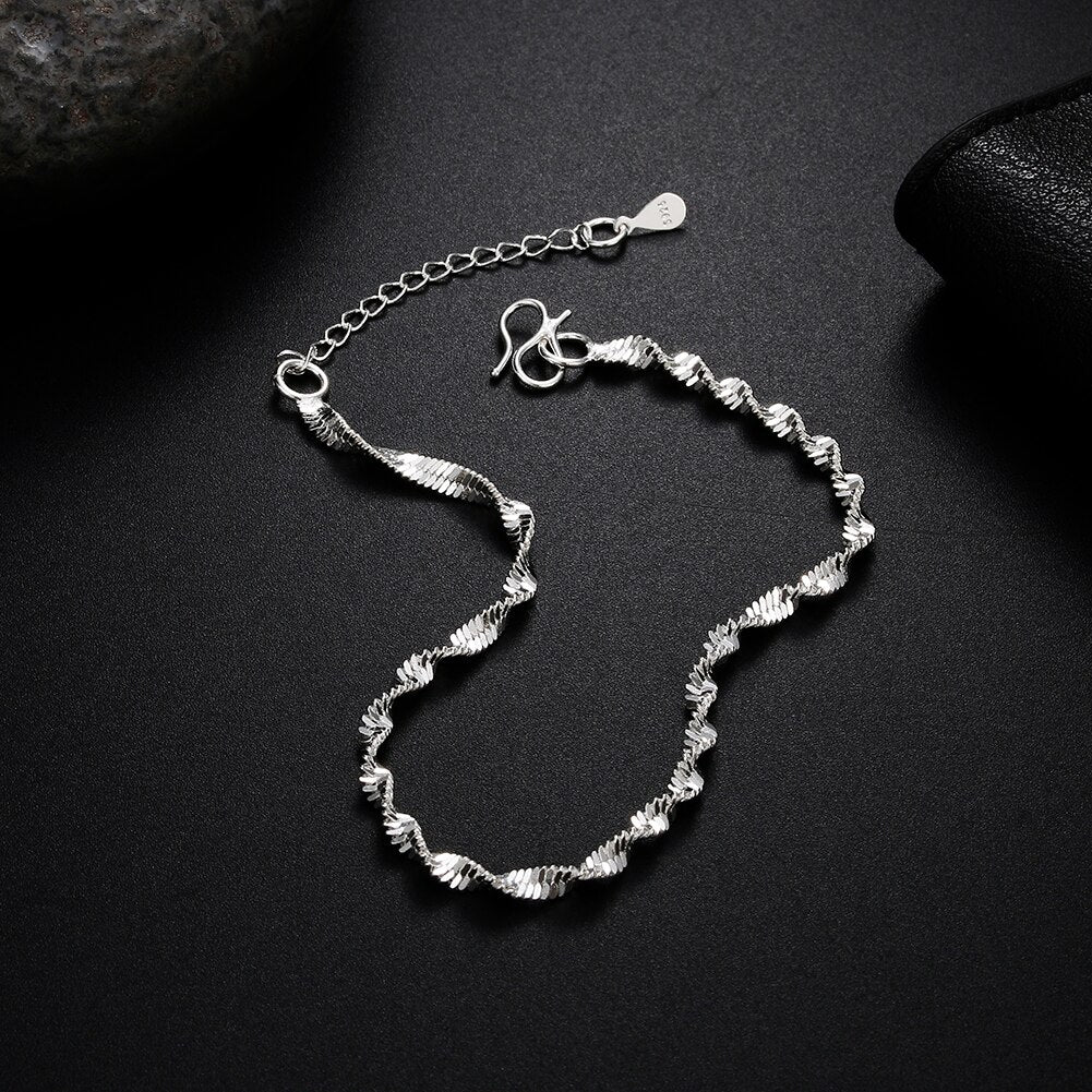 charms 925 sterling Silver Twisted Chain Bracelet for Women Men Wedding party Fine Jewelry Christmas Gifts