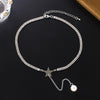 High-quality large pearl zircon star necklace personality European and American women's necklace jewelry