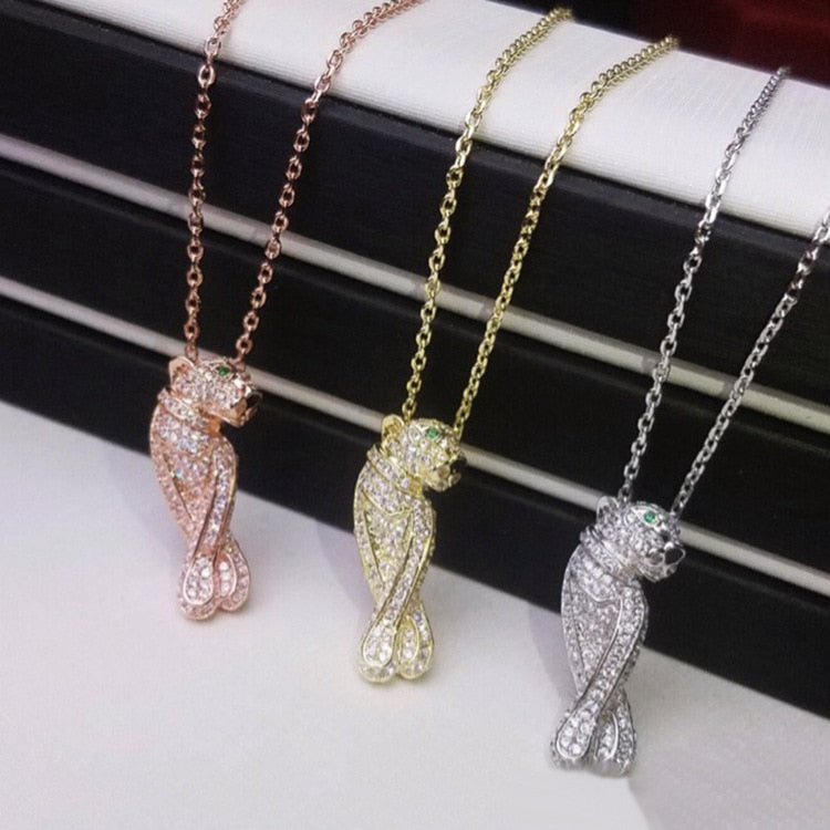 Hight quality Classic aristocratic luxury leopard necklace for women with cz stones temperament jewellery Sweater pendant neckla