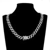 Hip Hop 15MM Bling Iced Out Crystal Cuban Prong Chain Rhinestone Zircon Men's Necklaces Bracelet For Men Jewelry 8/16/18/20/24in