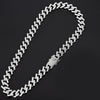 Hip Hop 15MM Bling Iced Out Crystal Cuban Prong Chain Rhinestone Zircon Men's Necklaces Bracelet For Men Jewelry 8/16/18/20/24in