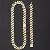 Hip Hop 15MM  Heavy Watch+Prong Cuban Necklace Bling Crystal AAA+ Iced Out Rhinestones Chains For Men Jewelry