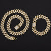 Hip Hop 15MM  Heavy Watch+Prong Cuban Necklace Bling Crystal AAA+ Iced Out Rhinestones Chains For Men Jewelry