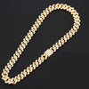 Hip Hop 15MM  Heavy Watch+Prong Cuban Necklace Bling Crystal AAA+ Iced Out Rhinestones Chains For Men Jewelry