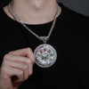 Hip Hop AAA+ CZ Stone Paved Bling Iced Out Rotatable Spin 69 Sun Flower Round Pendants Necklaces for Men Rapper Jewelry Gift