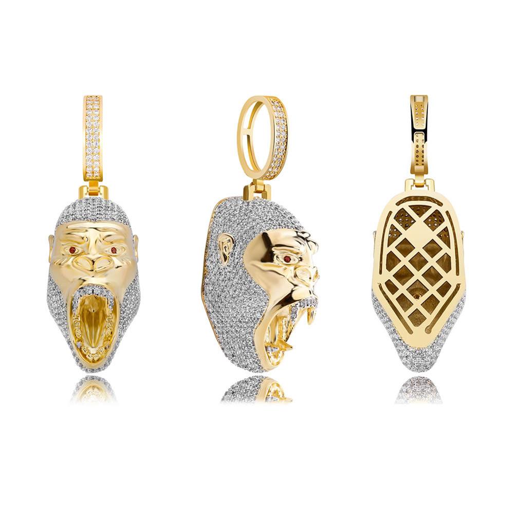 Hip Hop AAA+ Zircon Paved Bling Iced Out Necklace Leaves Orangutan Scorpion Gorilla Goat Dollar Money Bag Skull Pendants Jewelry