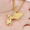 Hip Hop Angel Pendants Necklaces For Women Men Gold Silver Color Titanium Stainless Steel Chain Necklace Jewelry
