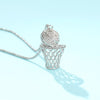 Hip-Hop Basketball Frame Necklace Men Long Chain Basketball Hoop Net Pendant Necklace Sports Gifts for Friends Teammate