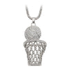 Hip-Hop Basketball Frame Necklace Men Long Chain Basketball Hoop Net Pendant Necklace Sports Gifts for Friends Teammate