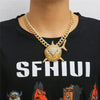 Hip Hop Big Shark Pendant Necklace For Men Cubic Zircon Shark Boy Jewelry With Iced Out Crystal Miami Cuban Link Chain