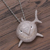 Hip Hop Big Shark Pendant Necklace For Men Cubic Zircon Shark Boy Jewelry With Iced Out Crystal Miami Cuban Link Chain